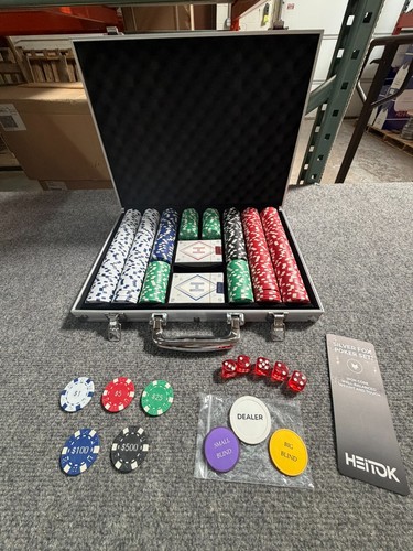500 Poker Texas Holdem 11.5g Denomination Chip Set w/ Aluminum Case