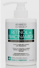 ADVANCED CLINICALS RETINOL + NIACINAMIDE Anti Aging Face & Body Cream 444 ml NEW