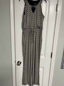 ENFOCUS STUDIO Women Halter BACK ZIP JUMPSUIT Romper 6 Stretch 28 LONG Hawaiian