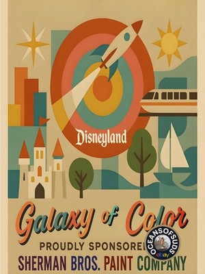 GALAXY OF COLOR, Sherman Paint - Mid-Century Vintage-Style Advertising 16 x 20