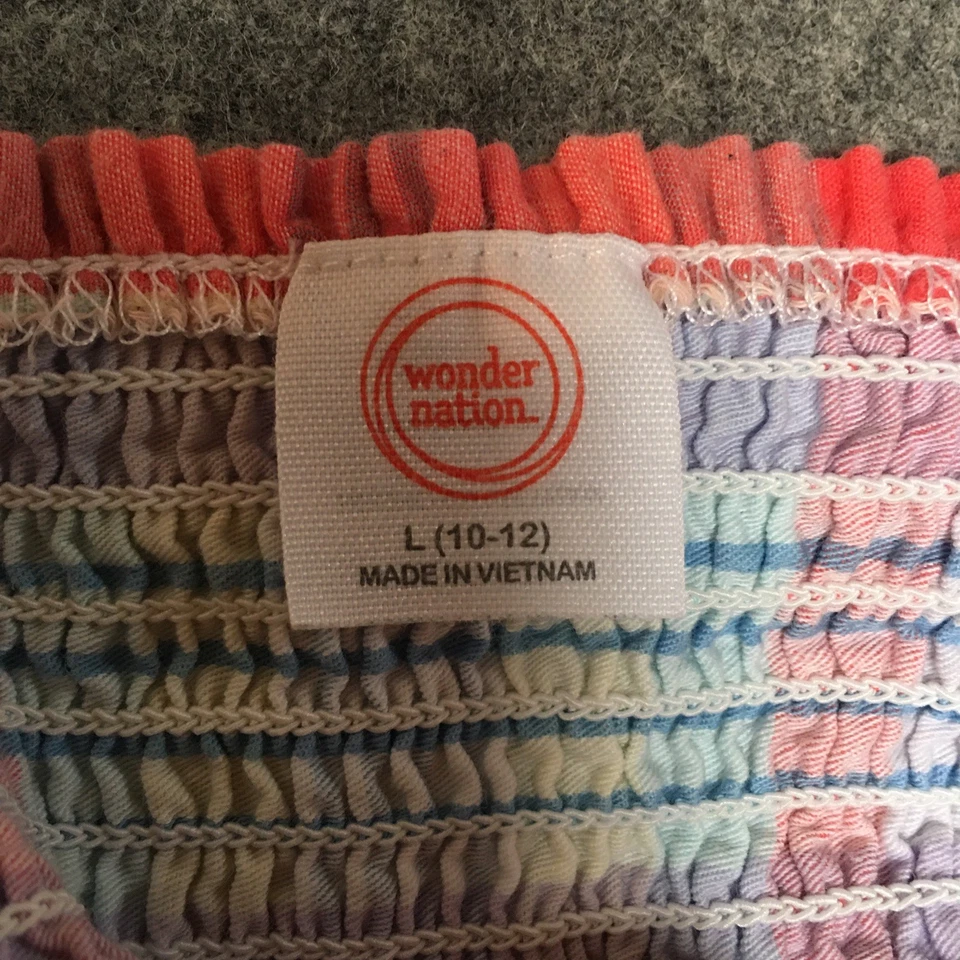 Vestido Wonder Nation Niña L 10/12 Multicolor Cuadros Calce Calce Calce y Acampanado Botón Rodilla Foto 4 de 4