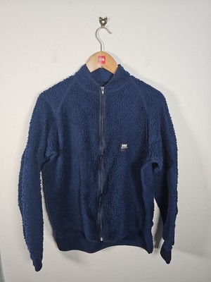 Vintage Helly Hansen Full Zip Sherpa Fleece Jacke Herren mittelblau Flor 80er-90er