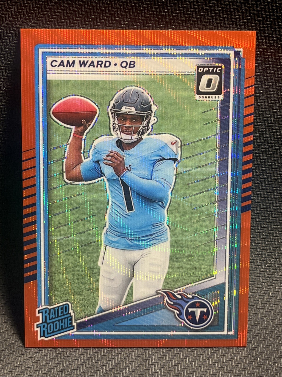 2025 Panini Donruss Cameron Ward Rated Rookie Optic Preview Red Wave Titans