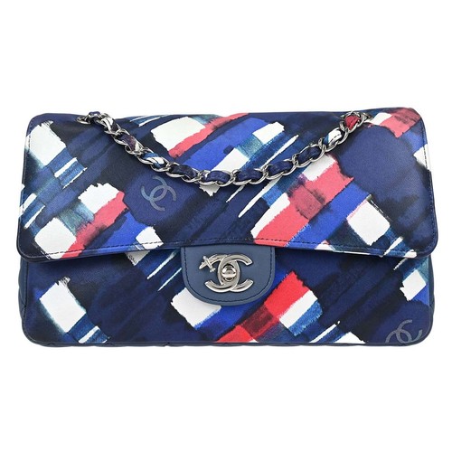 Chanel Navy Lambskin Airline Medium Classic Double Flap Shoulder Bag 188108