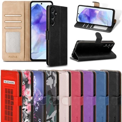 PIXFAB Case for Samsung Galaxy A17 A06 A56 A26 A16 5G Leather Wallet Flip Phone Cover
