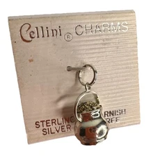 Cellini Sterling Silver Charm 925 Cauldron Pot New   