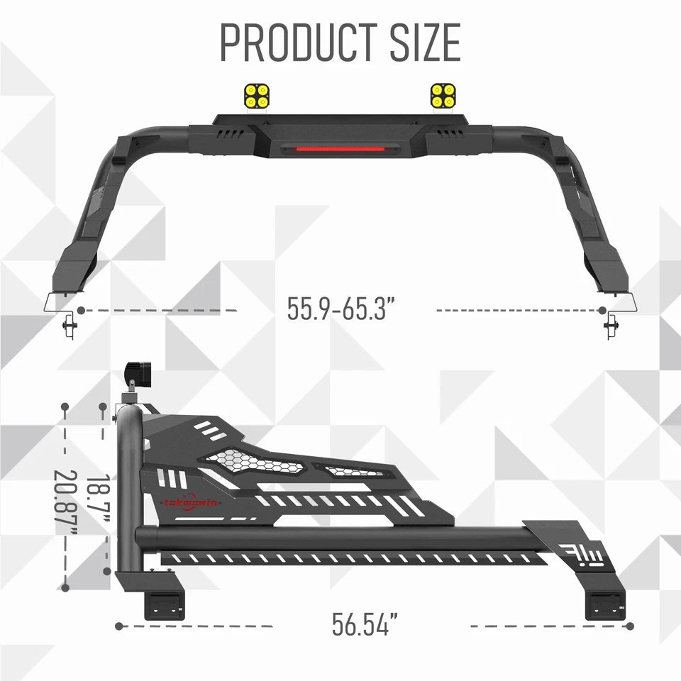 For 1999-2025 Chevy Silverado/GMC Sierra Truck Bed Sport Roll Bar Chase Rack Bar Foto 2 de 4