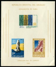 Uruguay Block 5 (*) ohne Gummi wie verausgabt, Nubische Monumente, rechte untere