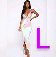 🆕Fashion Nova Pastel Pink/Combo Maxi Dress~Size L