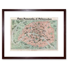 Map Illustrated Antique Robelin Paris Framed Wall Art Print