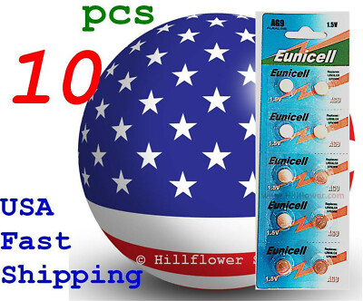 10 pcs AG9 LR45 LR936 G9 394A 194 S33 Card 1.5V 0% Hg Top Alkaline Battery