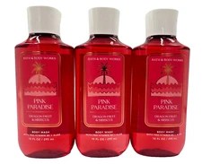 Bath & Body Works LOT 3 Pink Paradise Body Wash Shower Gel Hibiscus Dragon Fruit