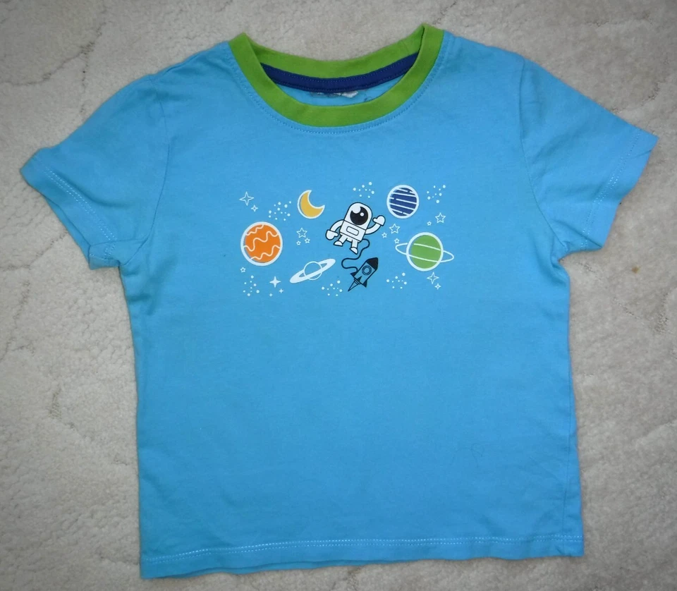 Impidimpi - T- Shirt - Gr. 98/104 - Blau mit Astronaut Raumschiff Rakete Motiven