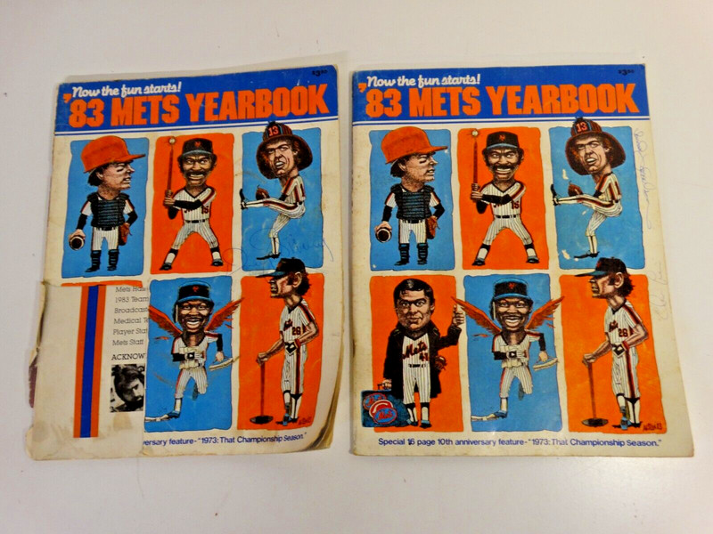 83 Mets Yearbooks Autographed, 2, Darryl Strawberry & ?