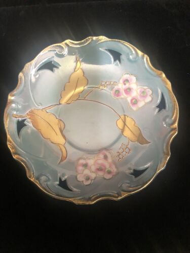 Nasco Del Coronado Cup Saucer 24Gold Gild Floral Reticulated Unique 3 Footed Vtg - Picture 10 of 24