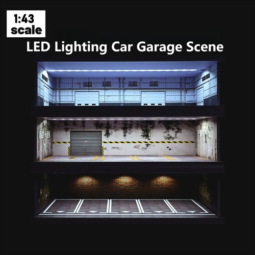Diorama USA 1/43 modello garage illuminazione LED parcheggio auto showroom scena esposizione - Foto 15 di 91