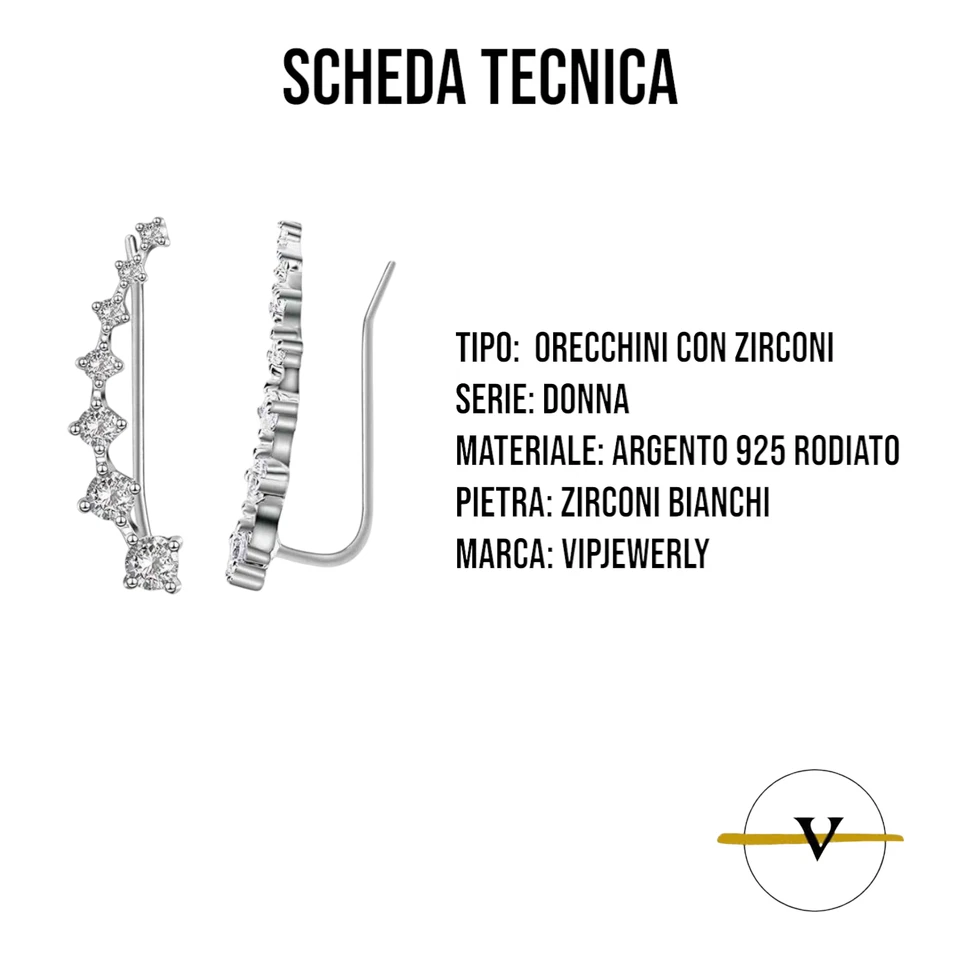 ORECCHINI DONNA CON ZIRCONI IN ARGENTO 925 RODIATO - Immagine 3 di 4