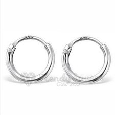1 pair Women Men S925 Sterling Silver Circle Ear Helix Lobe Hoop Earrings 8-25mm