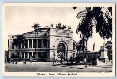 Palermo Sicily Italy Postcard Politeama Garibaldi Theatre c1920's Antique