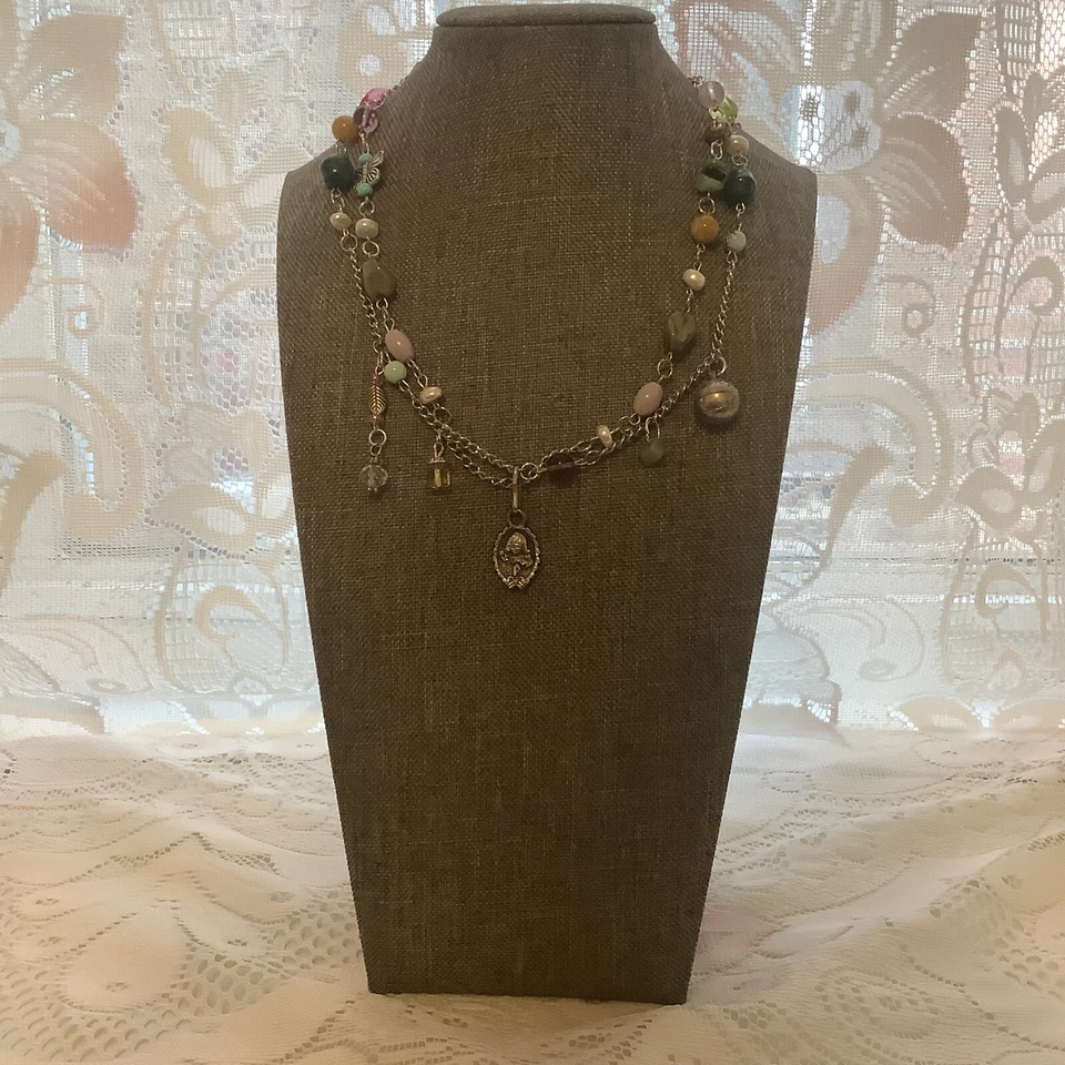 Gargantilla colgante Royce vintage de cadena doble única hecha a mano 17 pulgadas” Foto 3 de 4