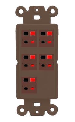 RiteAV 5 Port Speaker Wire Plug Jack Wall Plate - Rocker [Brown/Brown]