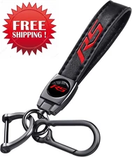 Genuine Leather Car Keychain for Chevy Camaro RS Key Ring Lanyard Key Fob Holder