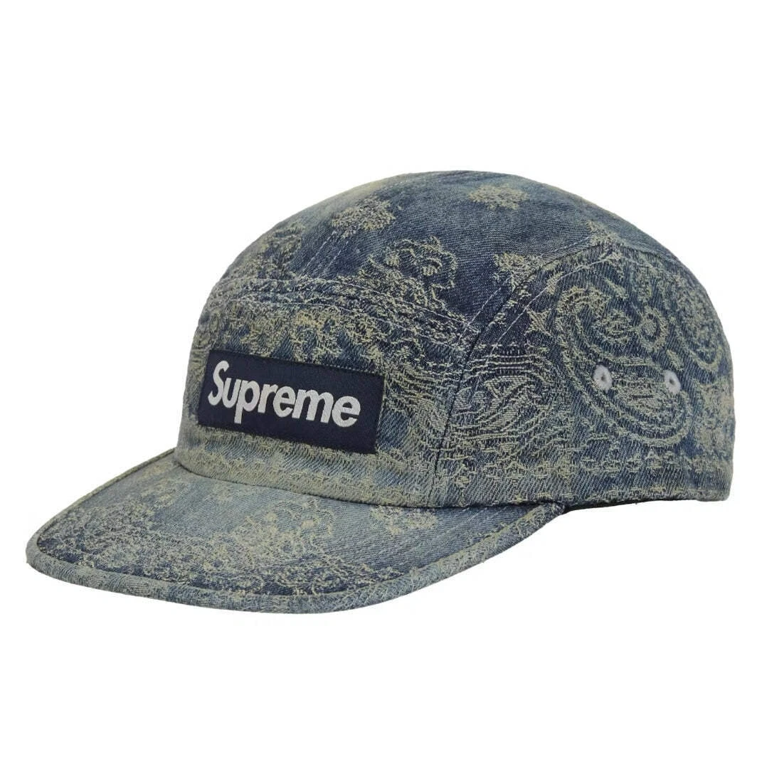 Casquette de camp en denim jacquard Supreme Bandana bleu