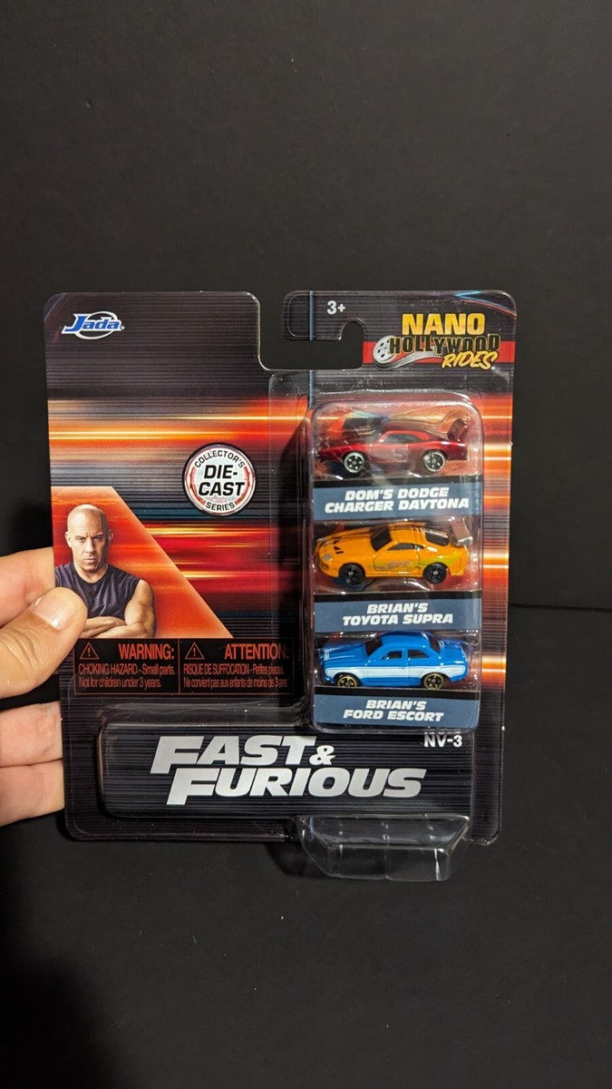 Set Jada Nano Hollywood Rides – Caricabatterie Fast & Furious Con Dodge Daytona, Toyota Supra E Ford Escort