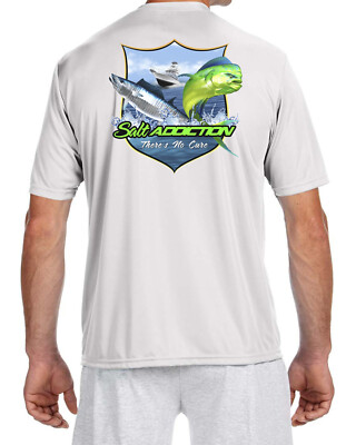 T-shirt Salt Addiction - Pêche Au Marlin - Manches Courtes En Microfibre - Protection UV 30 - Blanc