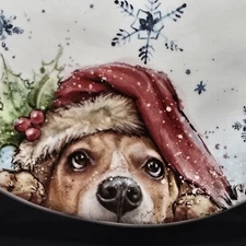 Sleigh Bell Bistro Puppy With Santa Hat 8.5 In Plates 