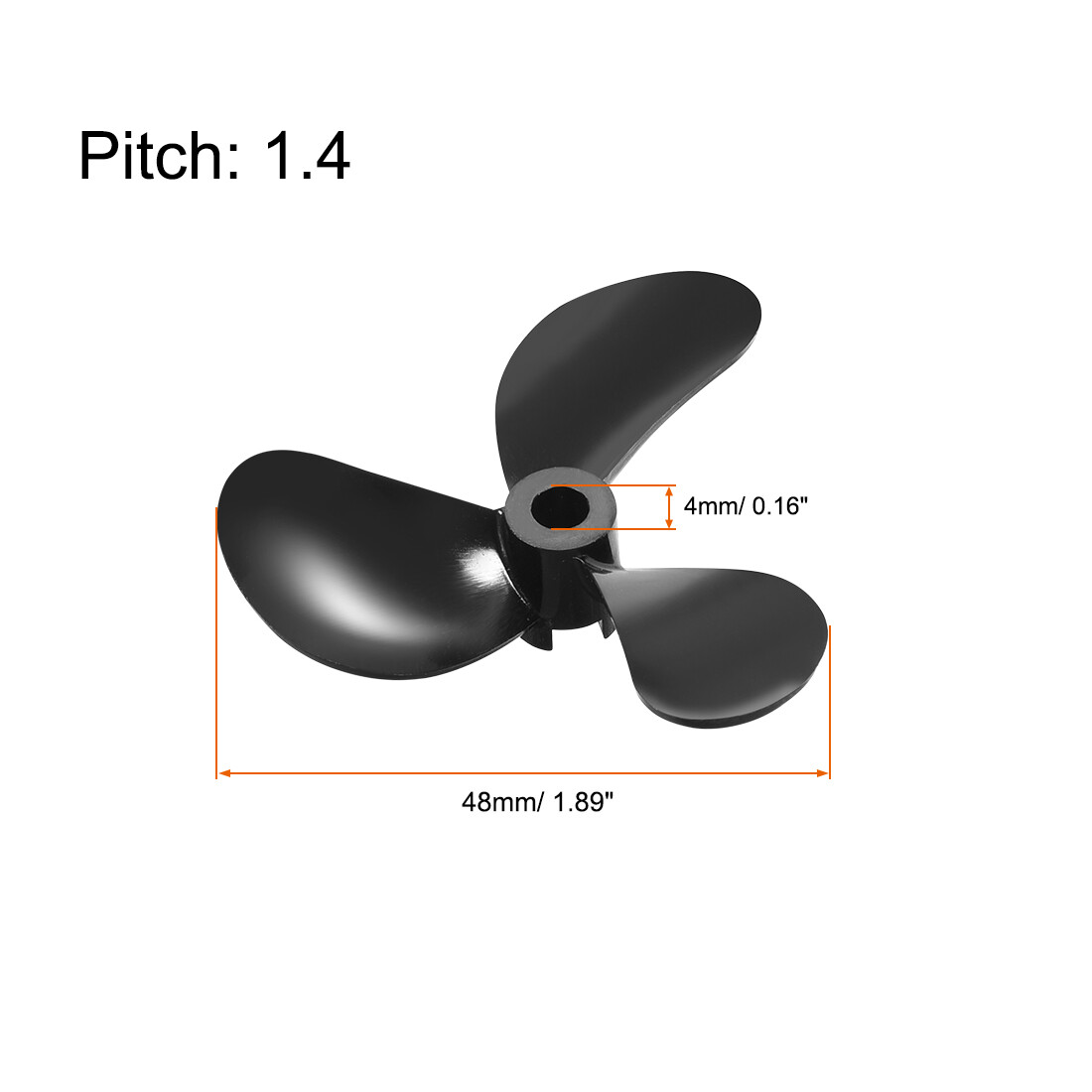 RC Boat CW Propeller 4mm Shaft 48mm 3Vane Rotating Boat Prop Propeller