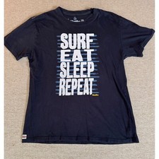 Katin Black Surf Eat Sleep Repeat Graphic T-Shirt Made in USA Mens L