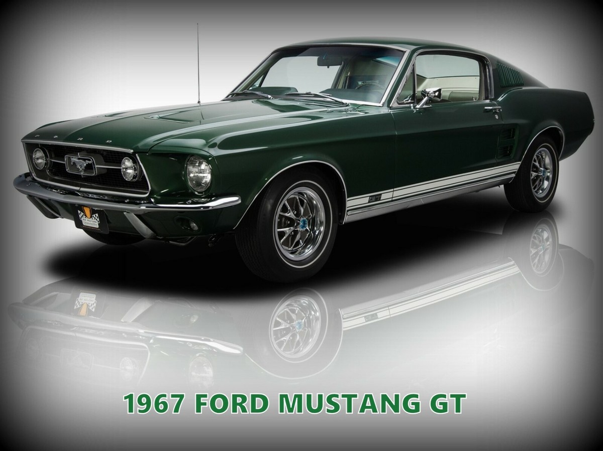 1967 Ford Mustang GT NEW Metal Sign: Pristine Restoration in Green