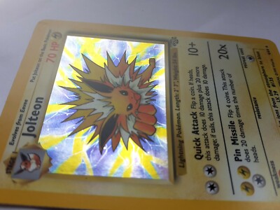 Pokemon 1998 Basic 70HP Shiny foil Jolteon 1st base holo card 4/64