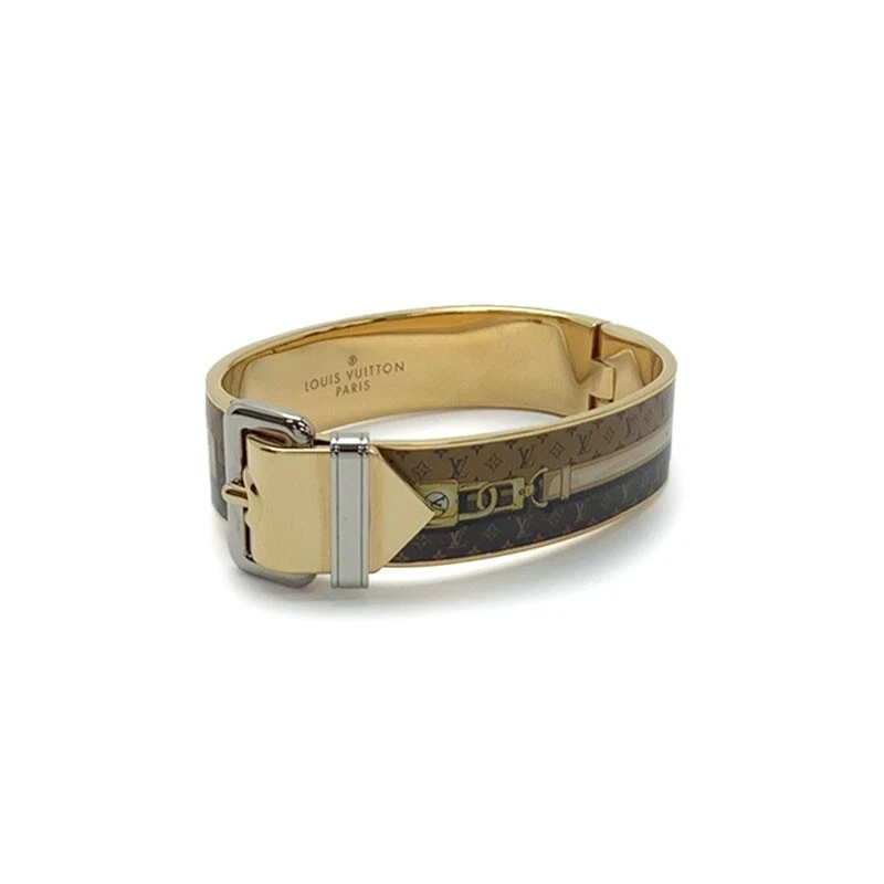 LOUIS VUITTON M63129 Confidential Bracelet Gold Plated Monogram Reverse  Bangle