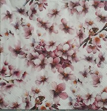 2 individual Paper Decoupage NAPKINS - CHERRY BLOSSOM FLOWER TREES SUMMER
