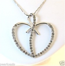 1.0 Carat Genuine Diamond Heart Pendant, 10K White Gold, NEW