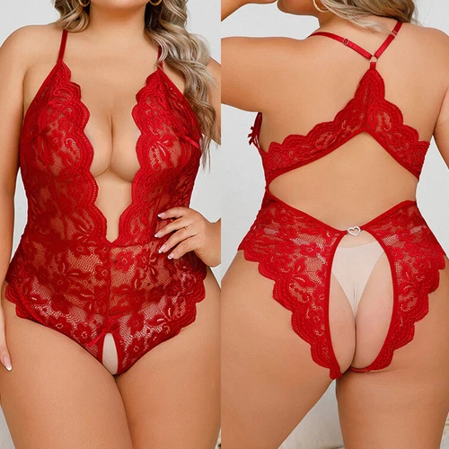 S-3XL Übergröße Sexy Dessous Damen Spitze Body Nachtwäsche Babydoll Unterwäsche - Bild 15 von 17