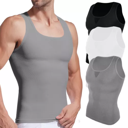 Male Gynecomastia Compress Tank Top Mens Slimming Body Shaper Vest Abs Shirt US - Picture 1 of 26