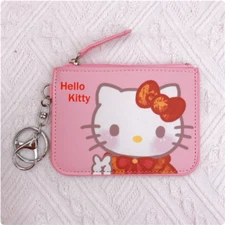 Hello Kitty Kawaii Sanro Money Pouch Card Holder Coin Purse Keychain Gift