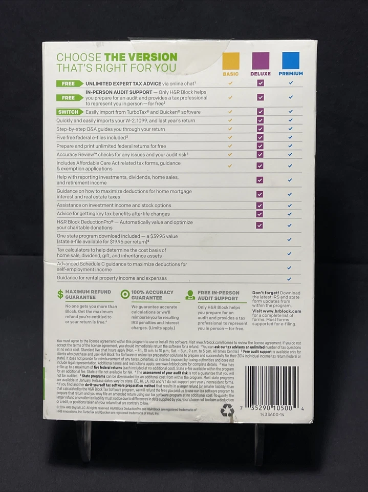 H&R Block 2014 Deluxe (Federal only) Imports Turbotax MINT DISC - Image 3 of 3