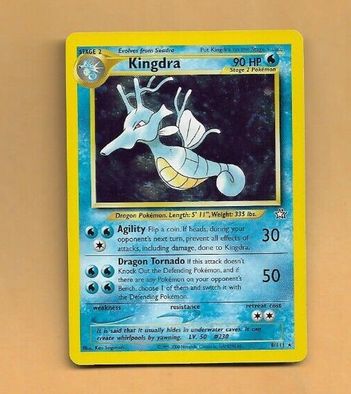 Kingdra Holo Foil Rare - Neo Genesis 8/111 - WOTC Pokemon Card - NM