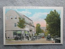 Antique A Busy Corner And Castle Inn, Delaware Water Gap, Pennsylvania Postcard 