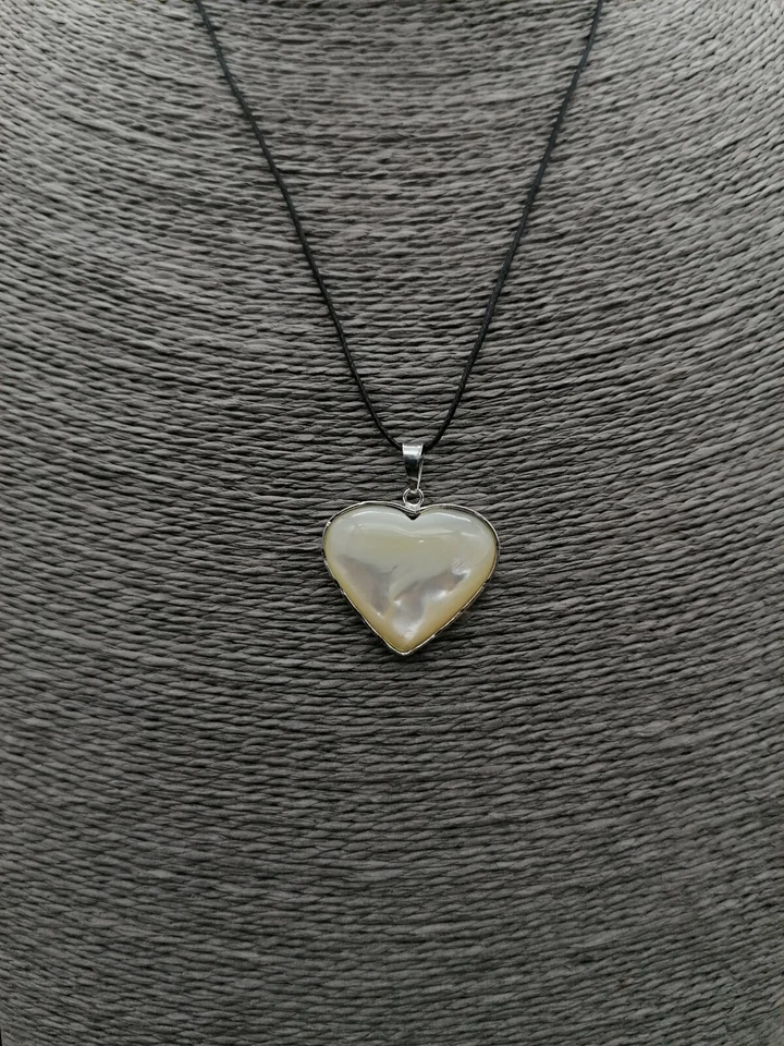 ciondolo donna cuore in madreperla naturale e argento 925 bianco - Immagine 2 di 4