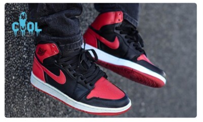 Nike Air Jordan 1 Retro High OG Black Red Banned Bred Men's Shoes