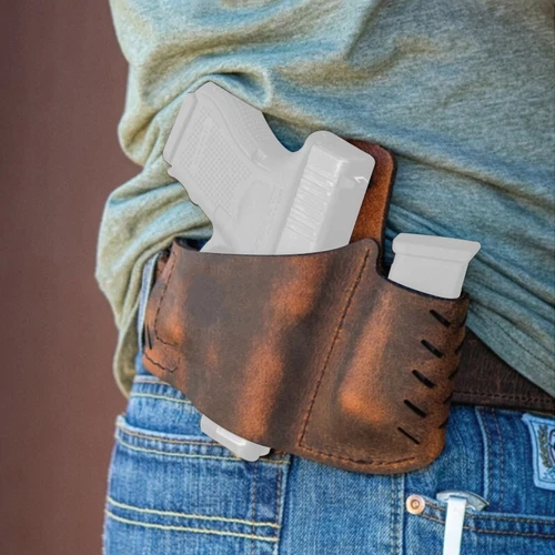 Leather Gun Holster Tactical Handgun OWB Concealed Carry Pistol Molle Waist