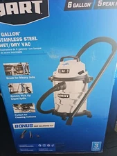 HART 6 Gallon 5 Peak HP Stainless Steel Wet/Dry Vacuum - Gray (VOC608S 3702)