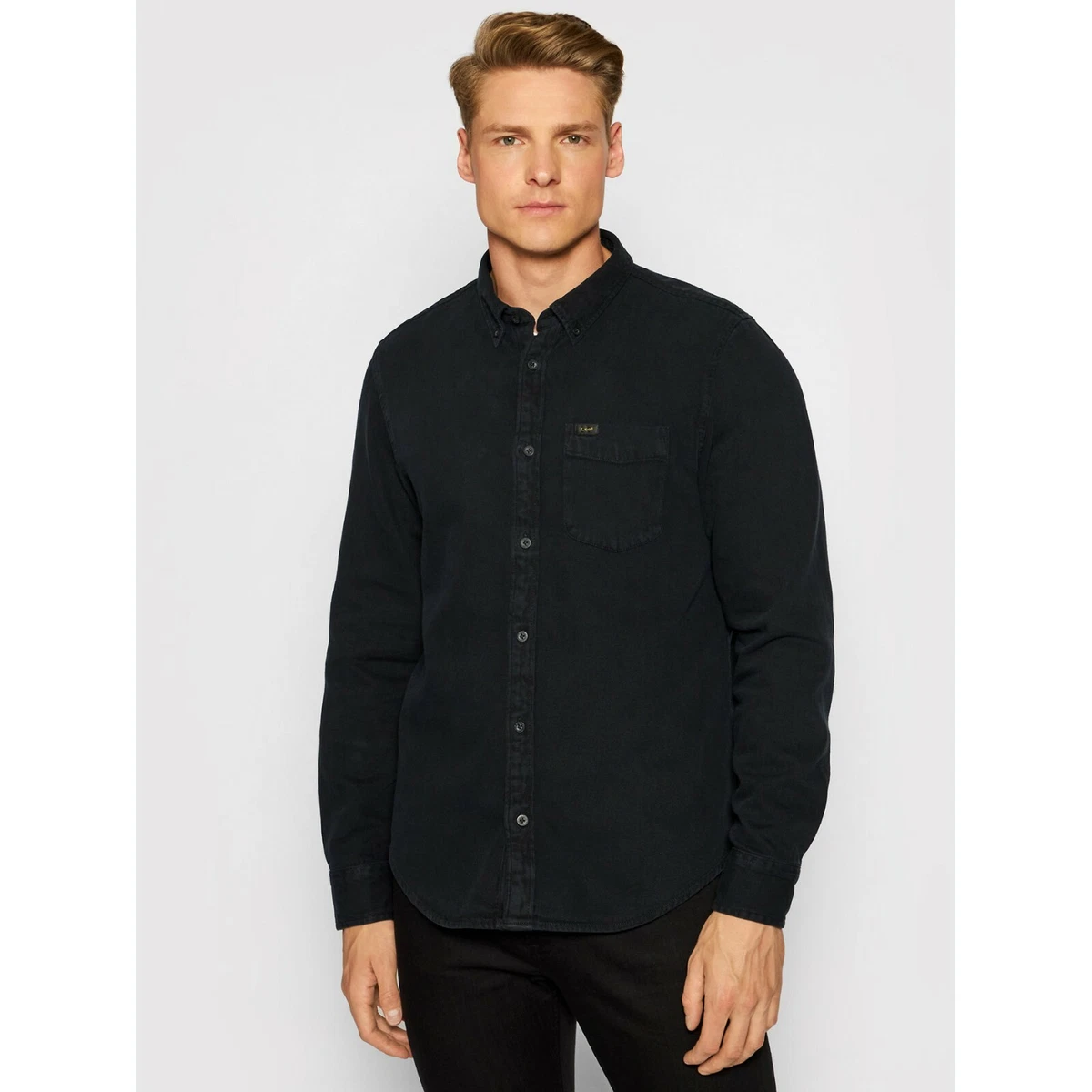 Camicia Henley Uomo A Maniche Corte – In Cotone E Spandex, Tinta Unita Con Bottoni A Contrasto, Taglie Forti (XX-Large, Nero)