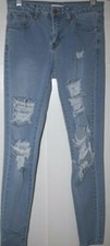 Forever 21 Women's Jeans Denim Distressed Straight Legged Blue Size 27