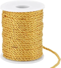 32 Yards Yellow Twisted Cord Trim, 3-Ply 3Mm Polyester Silk Cord Rope Ribbon Hon